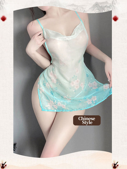 Oriental Sheer Mini Dress Set blesssafe