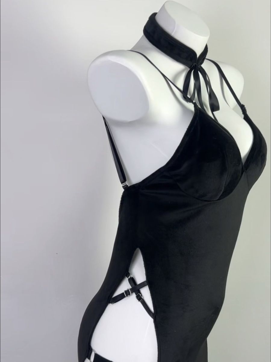 Velvet Gothic Chinese Style Dress - Dark Alternative Qipao Outfit Blesssafe