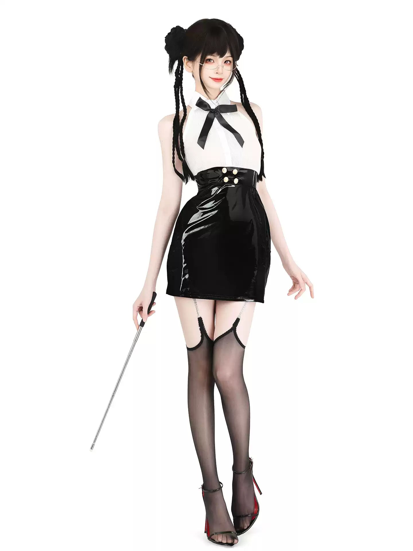 Celestial Eclipse Leather Buttoned Mini Dress - Short Clubwear Dresses BLESSSAFE