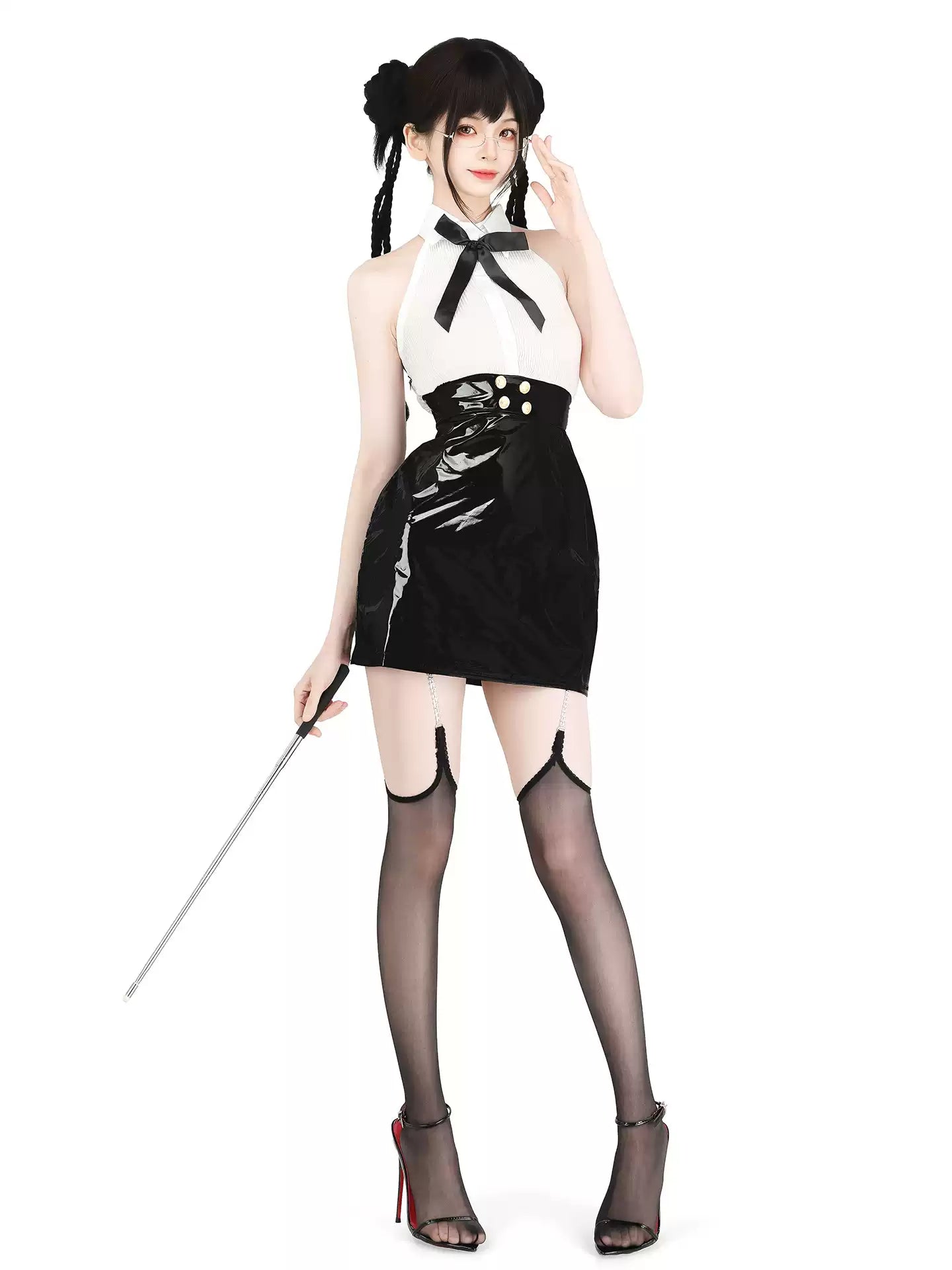 Celestial Eclipse Leather Buttoned Mini Dress - Short Clubwear Dresses BLESSSAFE