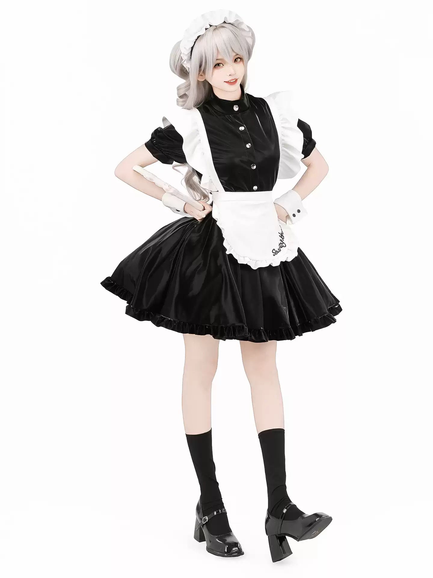 Battle Maid Liquid Leather Mini Dress - Short Clubwear Dresses BLESSSAFE