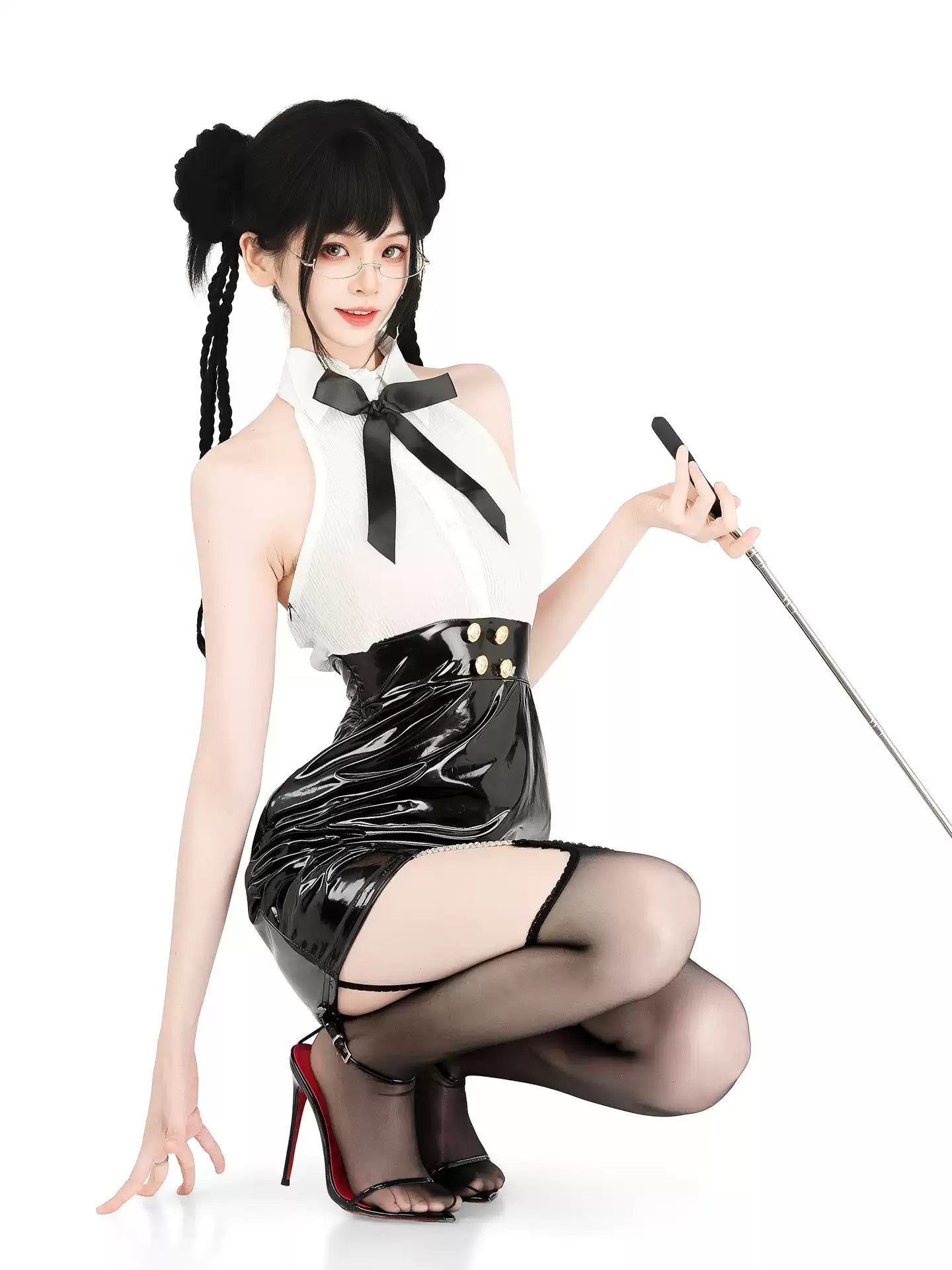 Celestial Eclipse Leather Buttoned Mini Dress - Short Clubwear Dresses BLESSSAFE