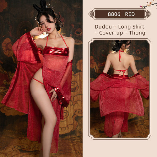 Red Oriental Lingerie with Satin Trim blesssafe