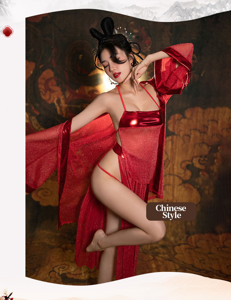 Red Oriental Lingerie with Satin Trim blesssafe