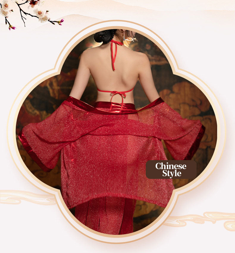 Red Oriental Lingerie with Satin Trim blesssafe
