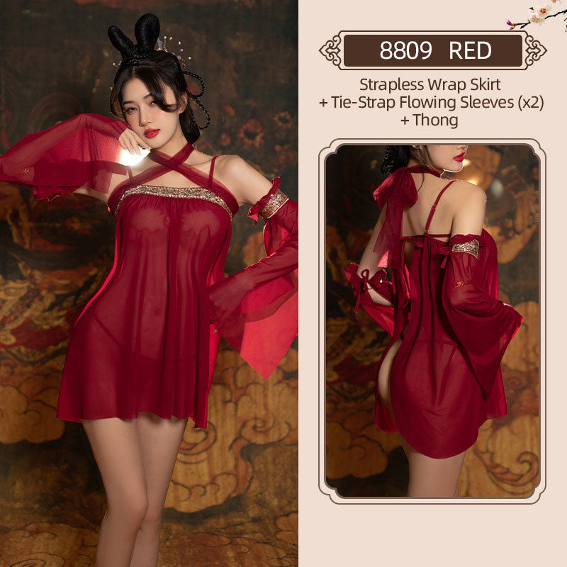 Oriental Lingerie Dress with Thong Set blesssafe