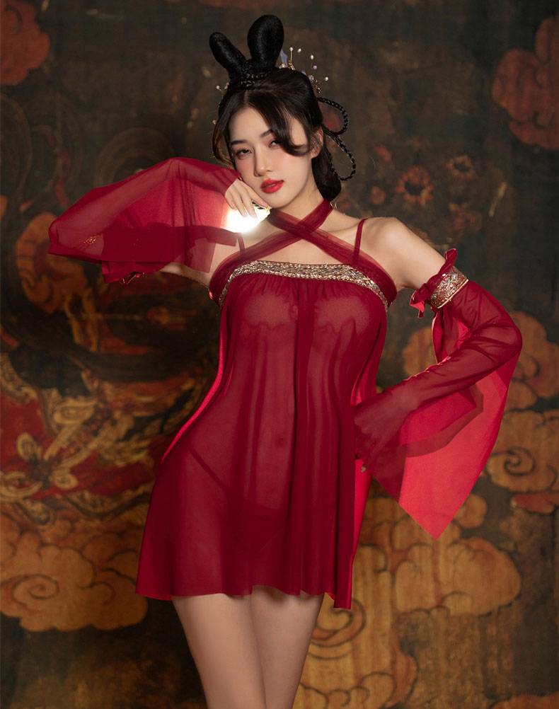 Oriental Lingerie Dress with Thong Set blesssafe