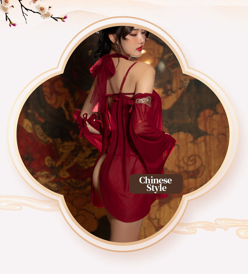 Oriental Lingerie Dress with Thong Set blesssafe