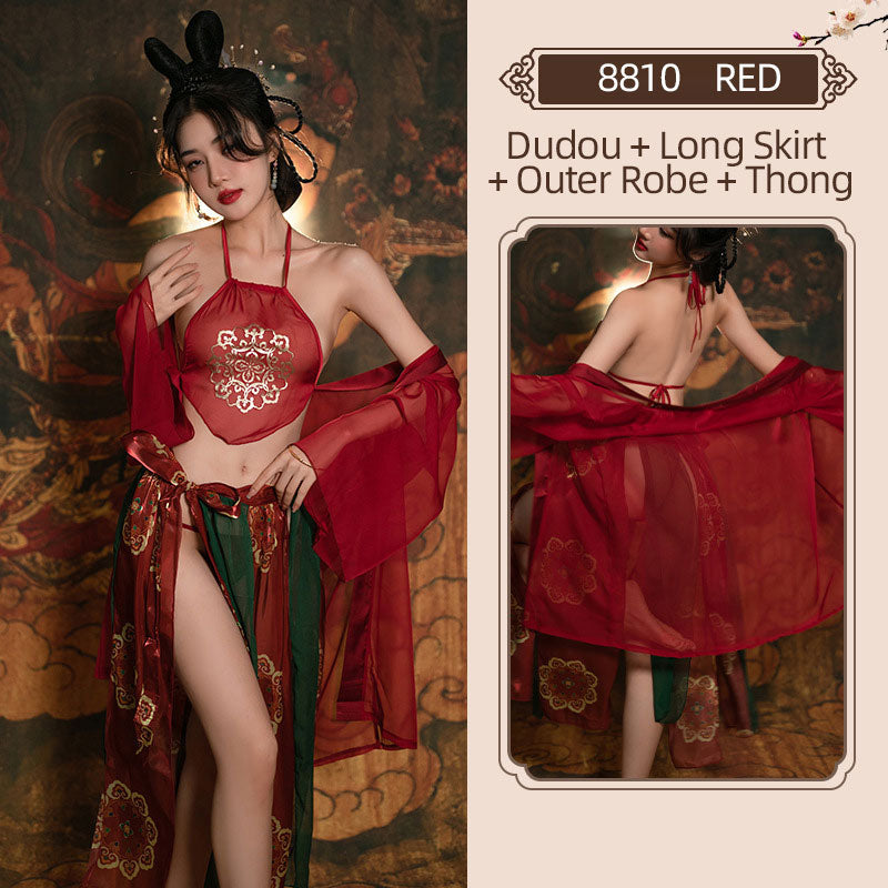 Red Hanfu-Inspired Lingerie Set blesssafe
