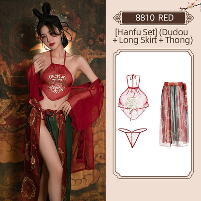 Red Hanfu-Inspired Lingerie Set blesssafe