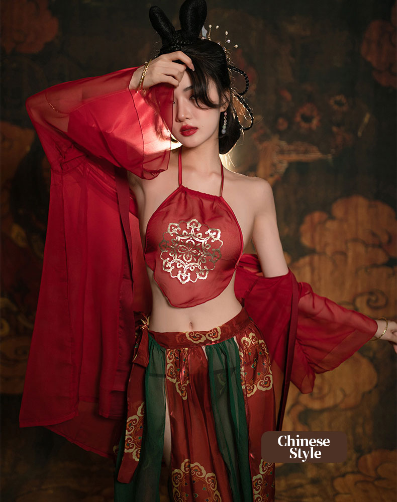 Red Hanfu-Inspired Lingerie Set blesssafe