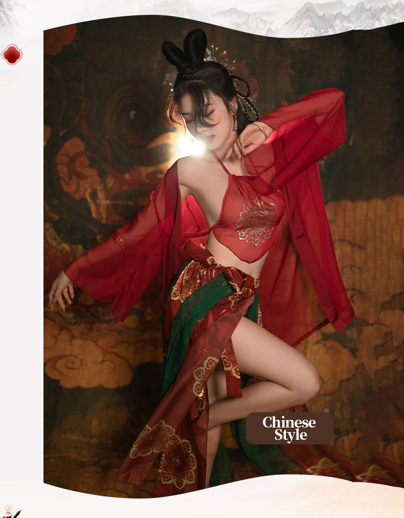 Red Hanfu-Inspired Lingerie Set blesssafe