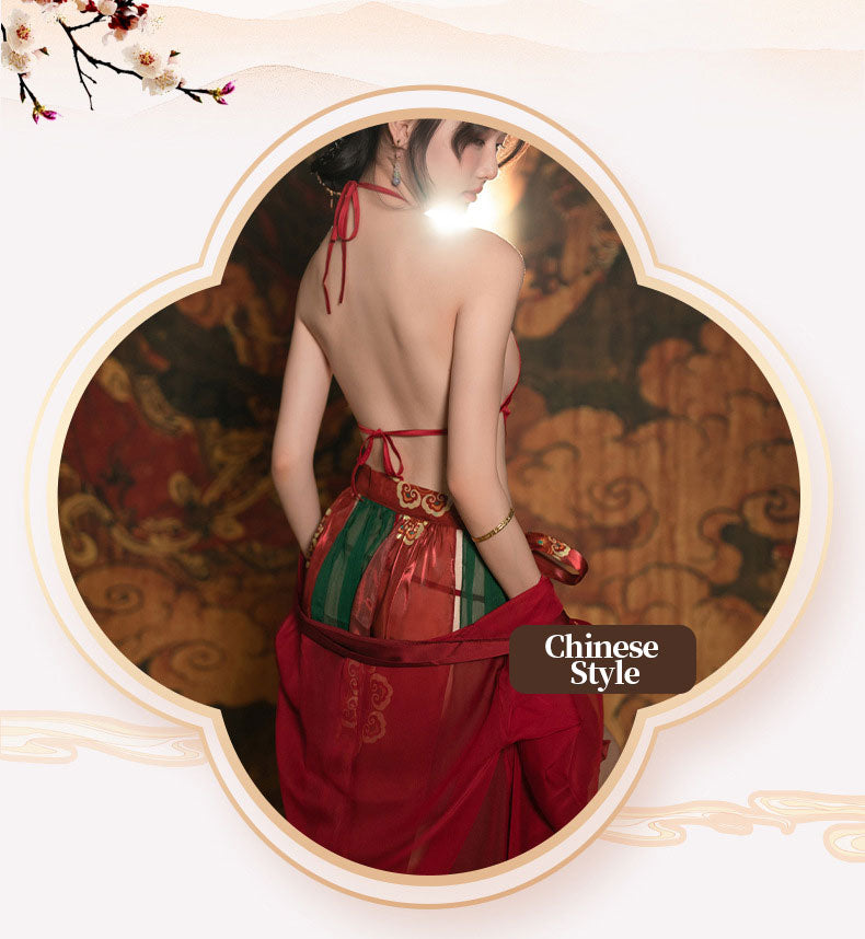 Red Hanfu-Inspired Lingerie Set blesssafe