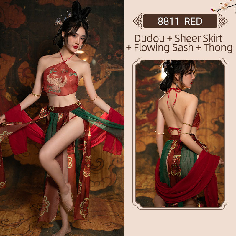 Red Oriental Lingerie with Phoenix Embroidery blesssafe
