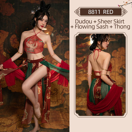 Red Oriental Lingerie with Phoenix Embroidery blesssafe