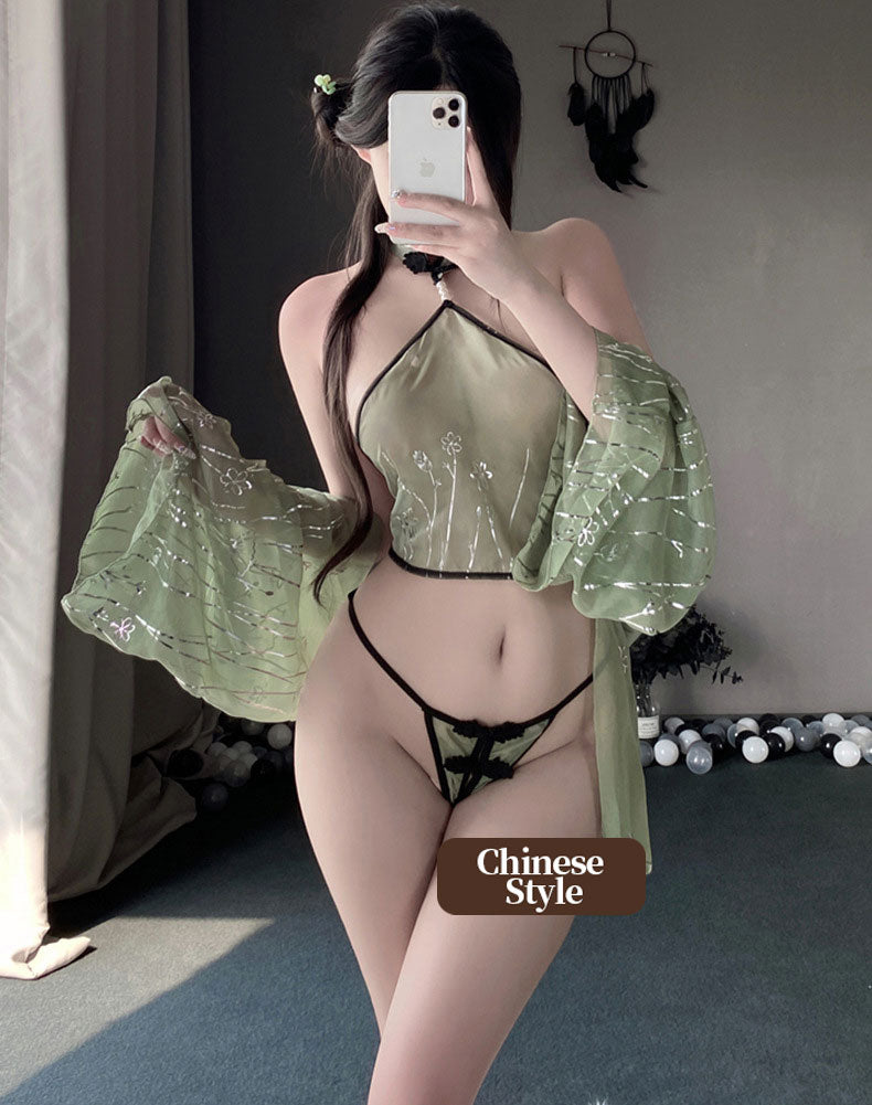 Jade Green Oriental Lingerie Set blesssafe