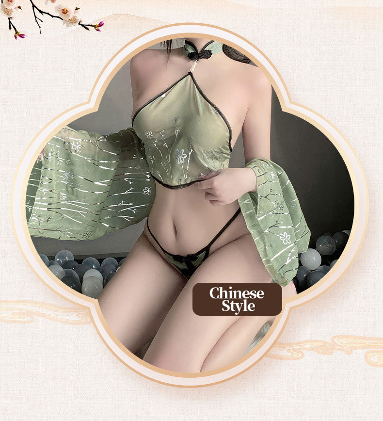 Jade Green Oriental Lingerie Set blesssafe
