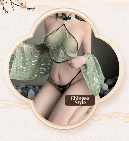 Jade Green Oriental Lingerie Set blesssafe