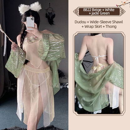 Sheer Hanfu Lingerie with Shawl blesssafe