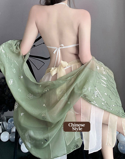 Sheer Hanfu Lingerie with Shawl blesssafe