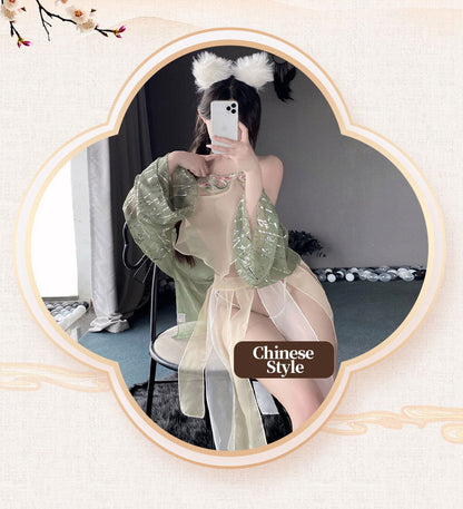 Sheer Hanfu Lingerie with Shawl blesssafe