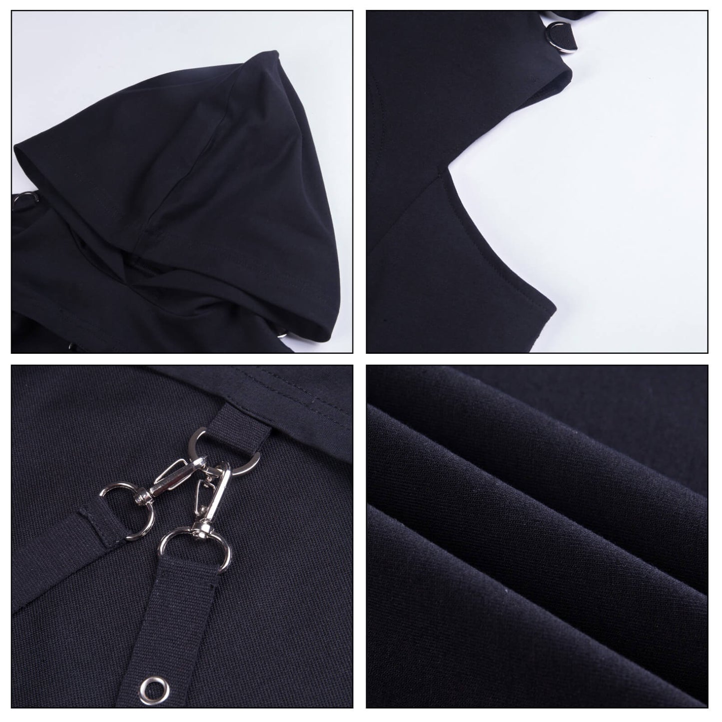 Dark Gothic Lingerie Off-Shoulder Hoodie
