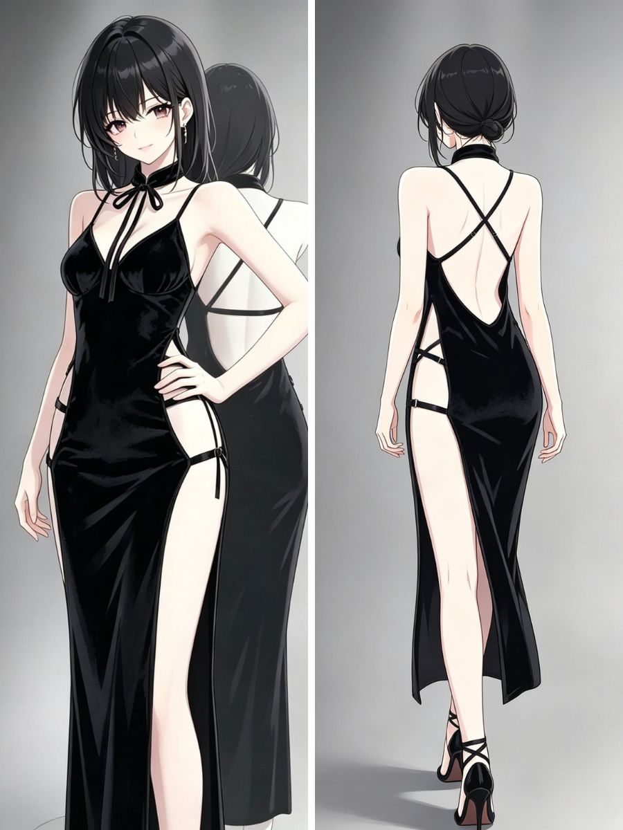 Velvet Gothic Chinese Style Dress - Dark Alternative Qipao Outfit Blesssafe