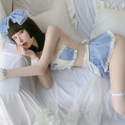 Sexy Lace Anime Maid Apron Tube Top Babydoll Costume Set Blesssafe