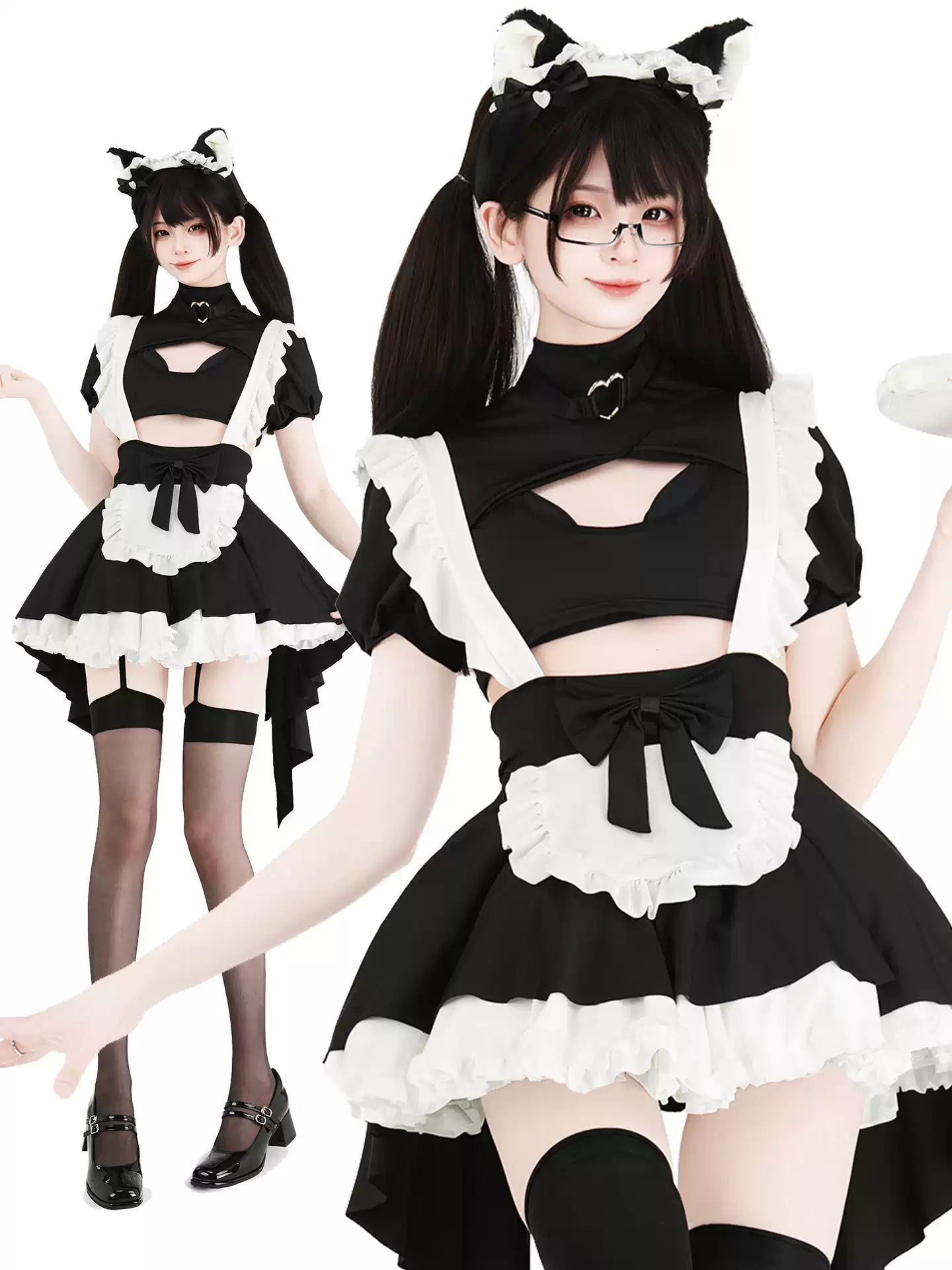 Lost Maid Cutout Black & White Set - Roleplay Costumes BLESSSAFE