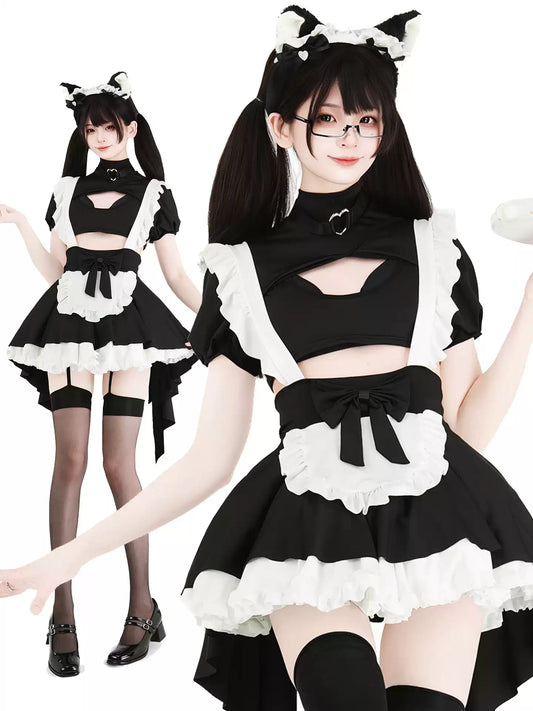 Lost Maid Cutout Black & White Set - Roleplay Costumes BLESSSAFE