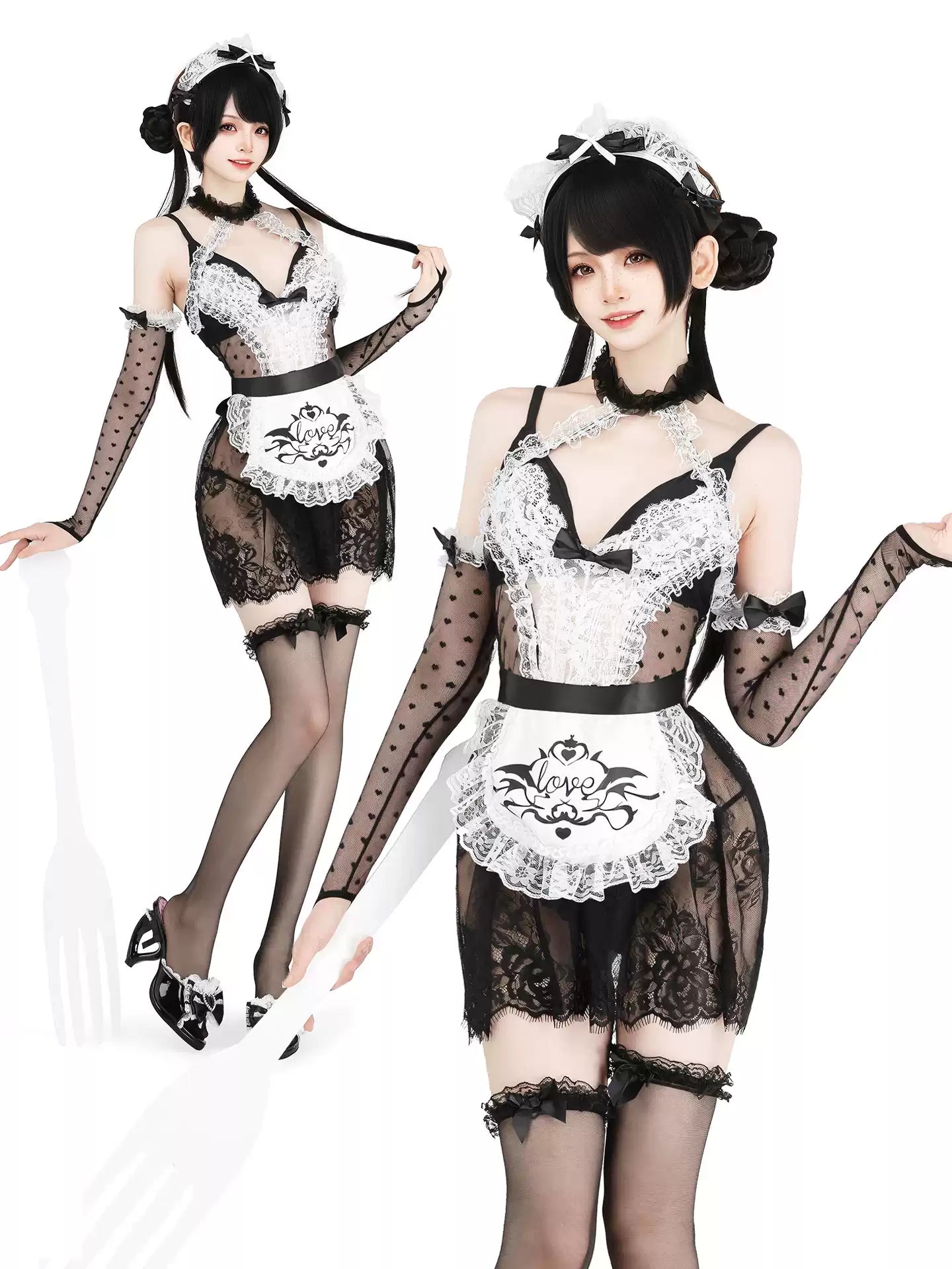 Enchanting Eagle Lace Maid Slip Dress - Roleplay Costumes BLESSSAFE