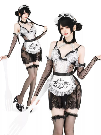 Enchanting Eagle Lace Maid Slip Dress - Roleplay Costumes BLESSSAFE