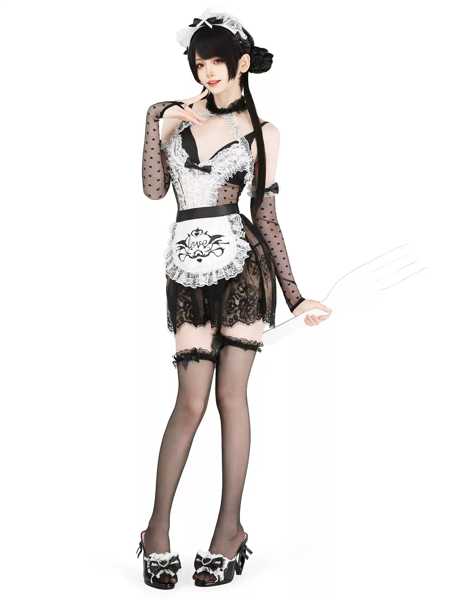 Enchanting Eagle Lace Maid Slip Dress - Roleplay Costumes BLESSSAFE