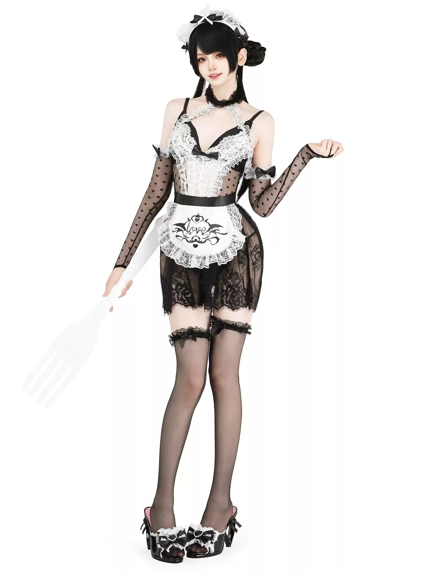 Enchanting Eagle Lace Maid Slip Dress - Roleplay Costumes BLESSSAFE