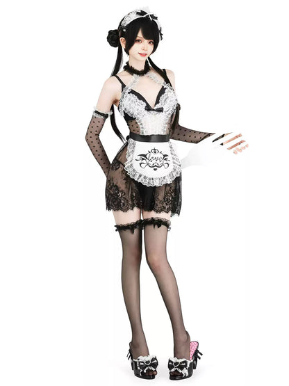 Enchanting Eagle Lace Maid Slip Dress - Roleplay Costumes BLESSSAFE