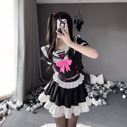 Classic Japanese Anime Maid Lolita Lace Top and Skirt Uniform Set Blesssafe