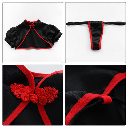 Chinese Classical Cheongsam Lingerie Dress High Split Side Straps Cosplay Outfit Blesssafe