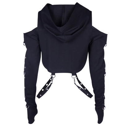 Dark Gothic Lingerie Off-Shoulder Hoodie