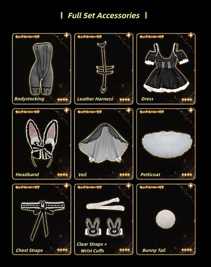black lolita  bunny Costume Full Set Accessories
