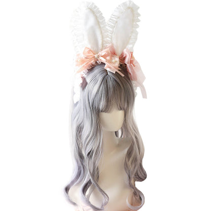 Lolita Hair Accessory Headband Cute Bunny Ears Bow Lace Cosplay Headwear blesssafe