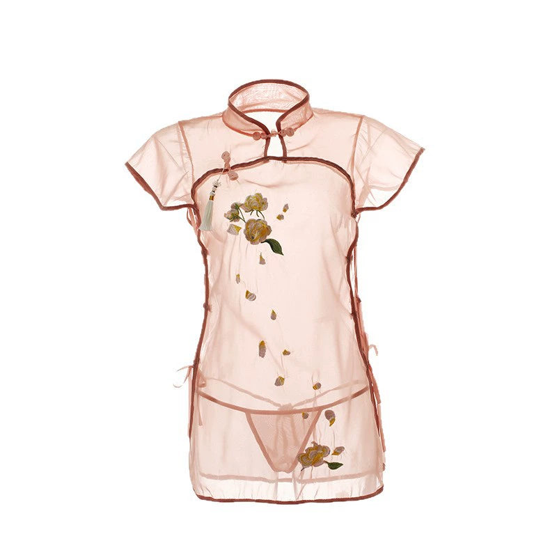 See-through Mandarin Collar Cheongsam blesssafe