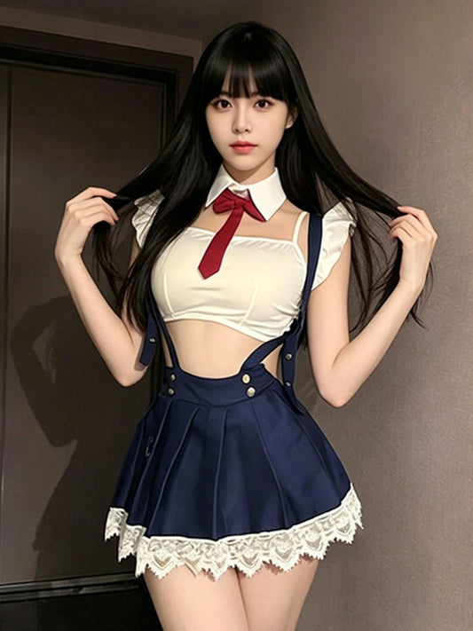 Anime-Inspired School Girl Costume - Sexy Tartan Student Lingerie Blesssafe