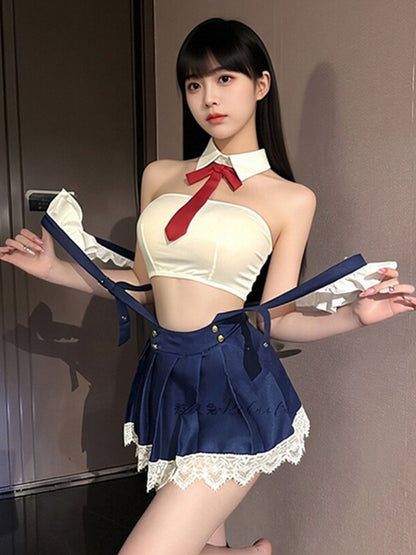 Anime-Inspired School Girl Costume - Sexy Tartan Student Lingerie Blesssafe