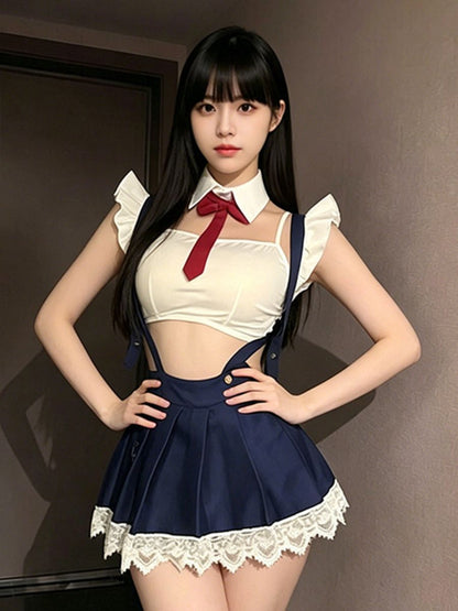 Anime-Inspired School Girl Costume - Sexy Tartan Student Lingerie Blesssafe