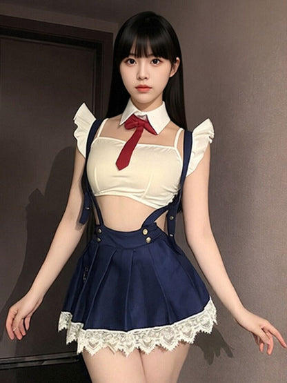 Anime-Inspired School Girl Costume - Sexy Tartan Student Lingerie Blesssafe