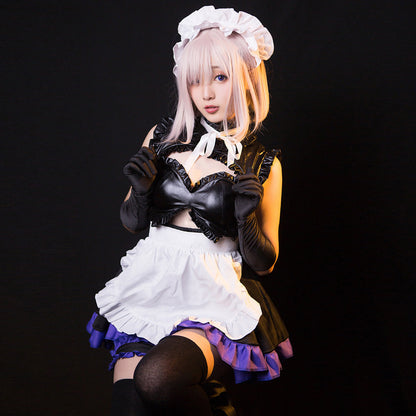 FGO Mash Kyrielight Anime Maid Cosplay Latex-Look Dress Full Set Blesssafe