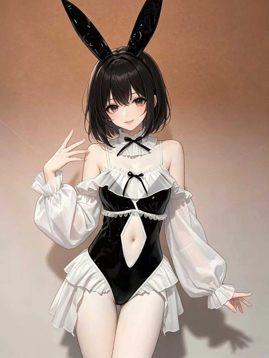 Anime PU Leather Bunny Bodysuit - Wet Look Senpai Cosplay Outfit blesssafe