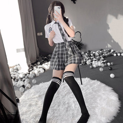 White Shirt and Plaid Mini Skirt - Classic Anime Schoolgirl Costume
