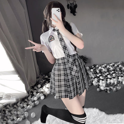 White Shirt and Plaid Mini Skirt - Classic Anime Schoolgirl Costume
