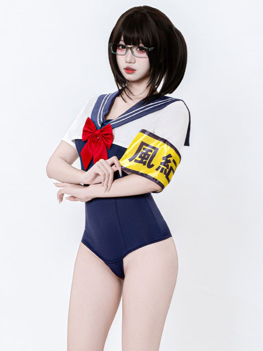 Anime Schoolgirl Cosplay Bodysuit with Top - Two Piece Teddy Set Blesssafe